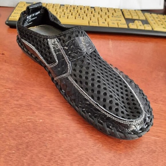 NEW ! Men Breathable Mesh Cloth Loafers Soft Flat Sandal Black Size US12/EU45 main image 4
